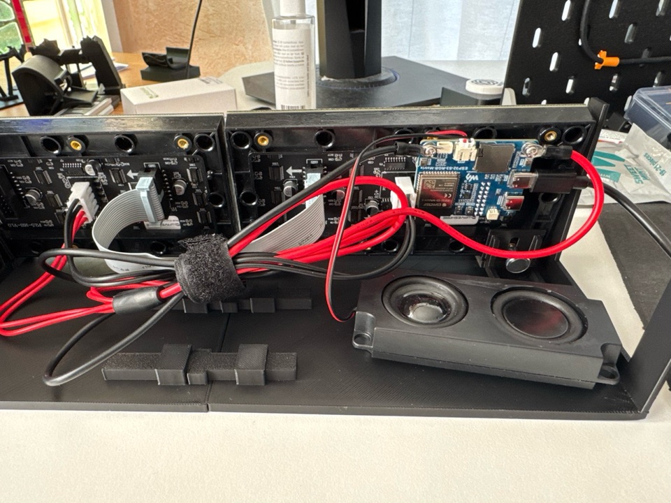 The separate speaker below the controller at the rear of the physical VibeMatrix build