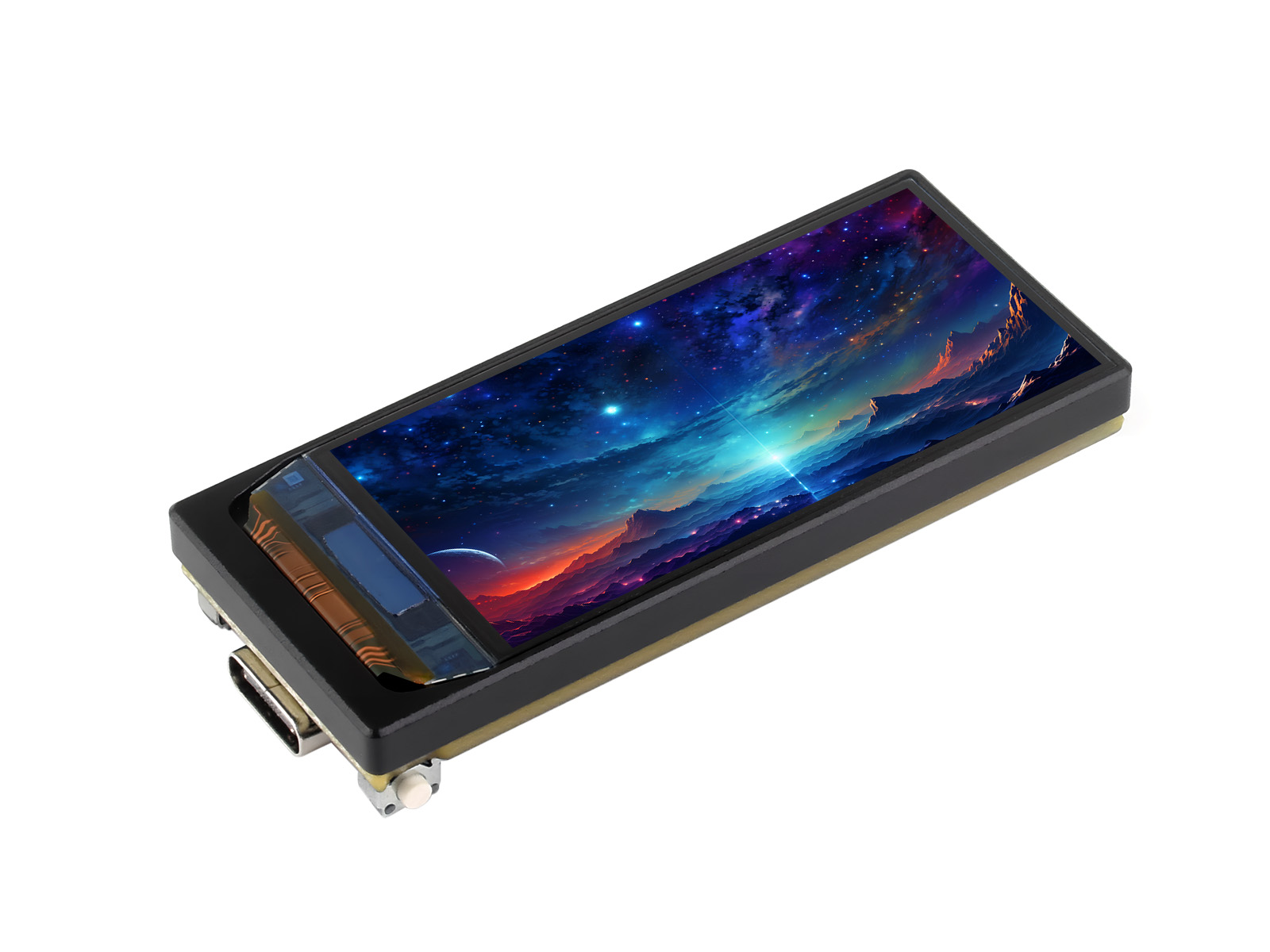 Official Waveshare Compact 1.91 Touch family photograph showing a manufacturer demo